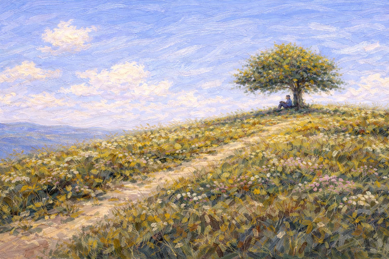 Philosopher lost in thought in golden light